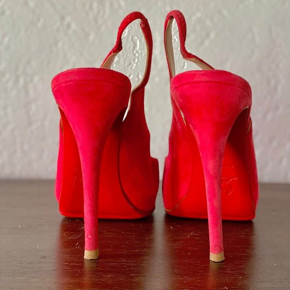 Christian Louboutin Red Suede Mary Janes - Picture 1 of 5